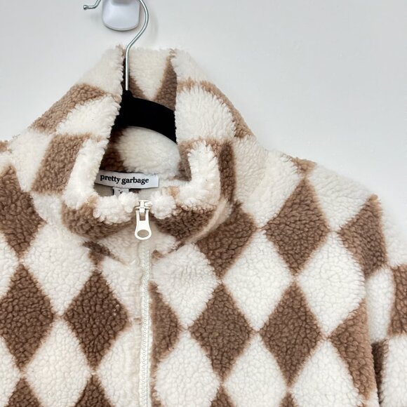Pretty Garbage Checkered Fuzzy Fleece Jacket - Picture 2 of 4